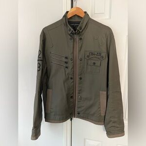 Affliction Premium Black label size Lg grayish green /black buttons/embroidery